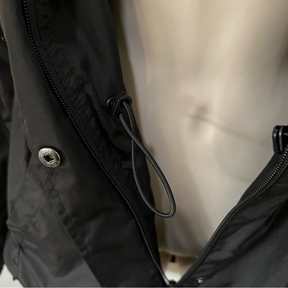 A New Day black mid length zipper snap hoodie windbreaker pockets cinch waist XS - Picture 11 of 14